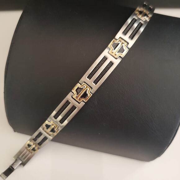 Sabona Men's Cross Bracelet‎ Stainless Steel Black Cable Magnetic Original Box - Picture 10 of 11